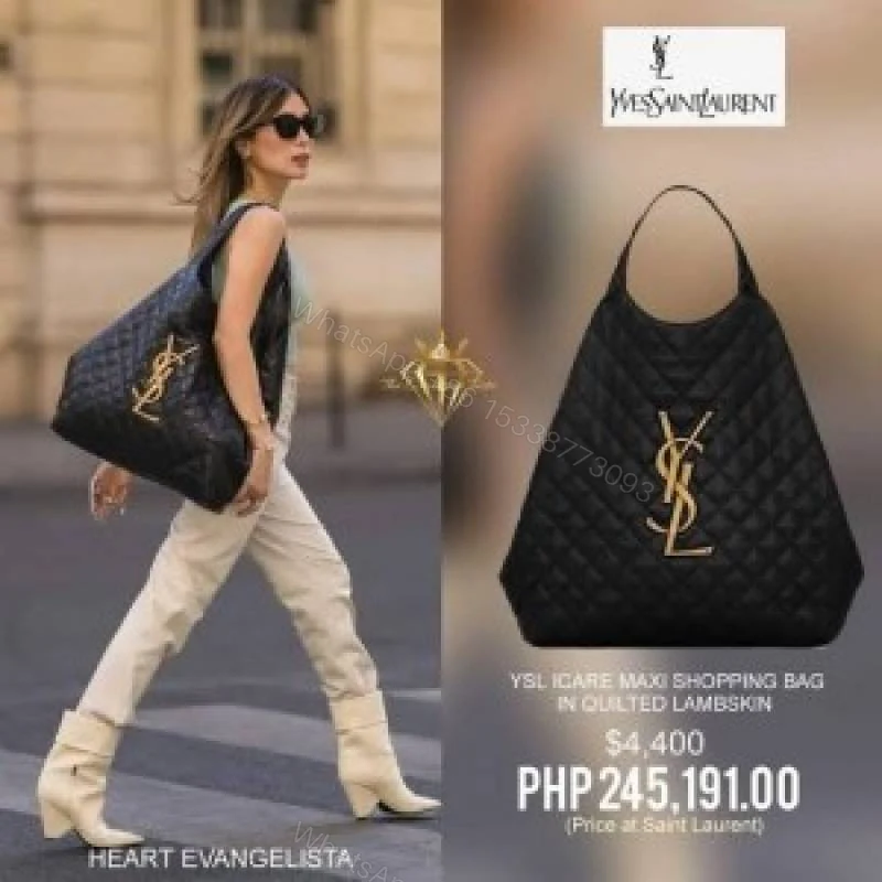 View 2 of First Copy YSL Ladies Quilted Tote Bag With Matching Pouch Premium Handbag