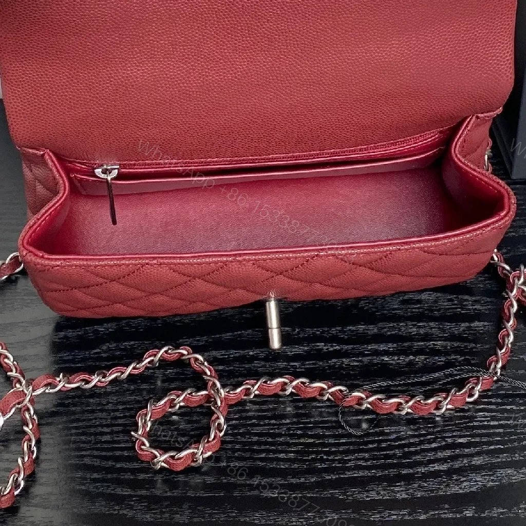 View 2 of Rich Aged Red Quilted Crossbody — Pebble Leather, Luxe Chain