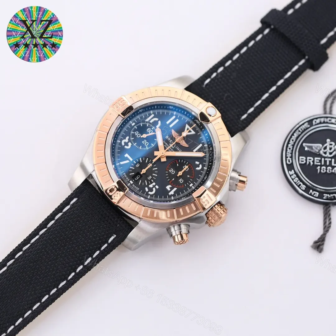 View 3 of JF Factory Breitling Avenger B01 Chronograph 45mm Stainless Steel Watch – Blue Dial, Blue Strap