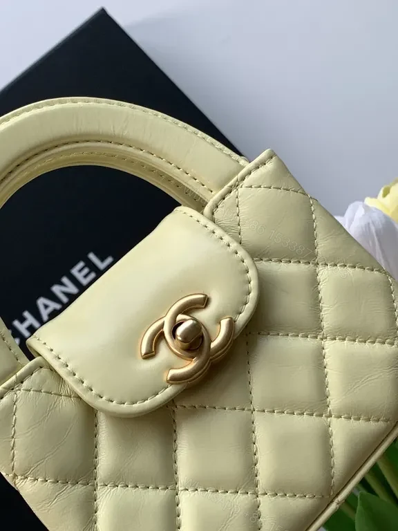 View 9 of Creamy Pearl Beaded Quilted Bag, Gold-Chain Carrying