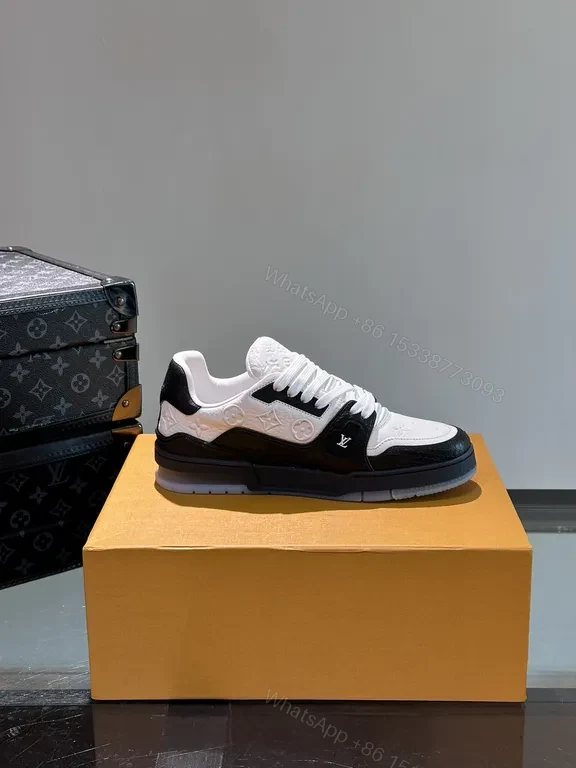 View 2 of Bold Contrast Leather Sneakers: Sculpted Comfort, Black & White