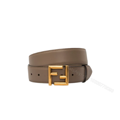 View 6 of FENDI GREY LEATHER BELT WITH FENDI GOLD BUCKLE 40MM