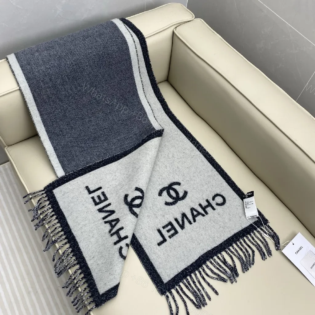 View 7 of Navy Knit Scarf: Luxurious Unisex Wrap with Fringed Detail