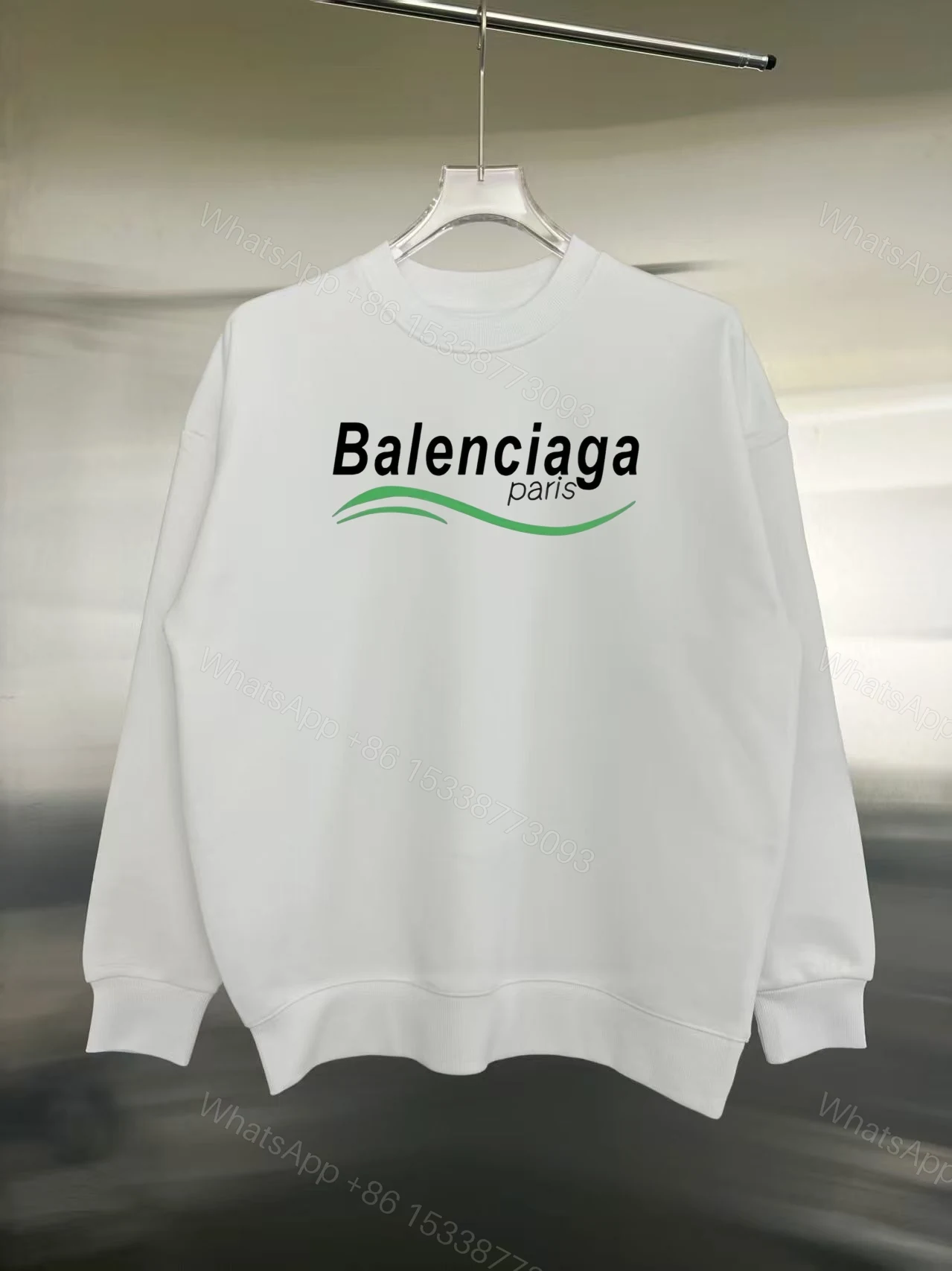 Balenciaga高仿男士圓領衛衣 白色簡約流線字樣設計 清新質感 — view 1