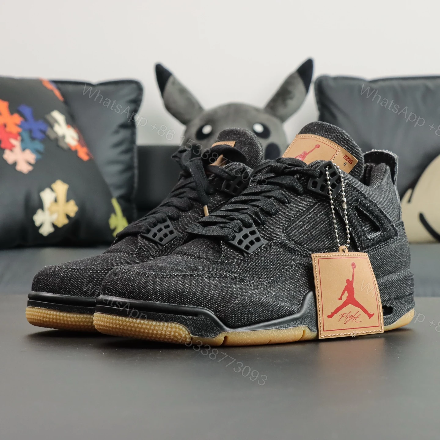 View 8 of Air Jordan 4 Retro Levis Black Reps