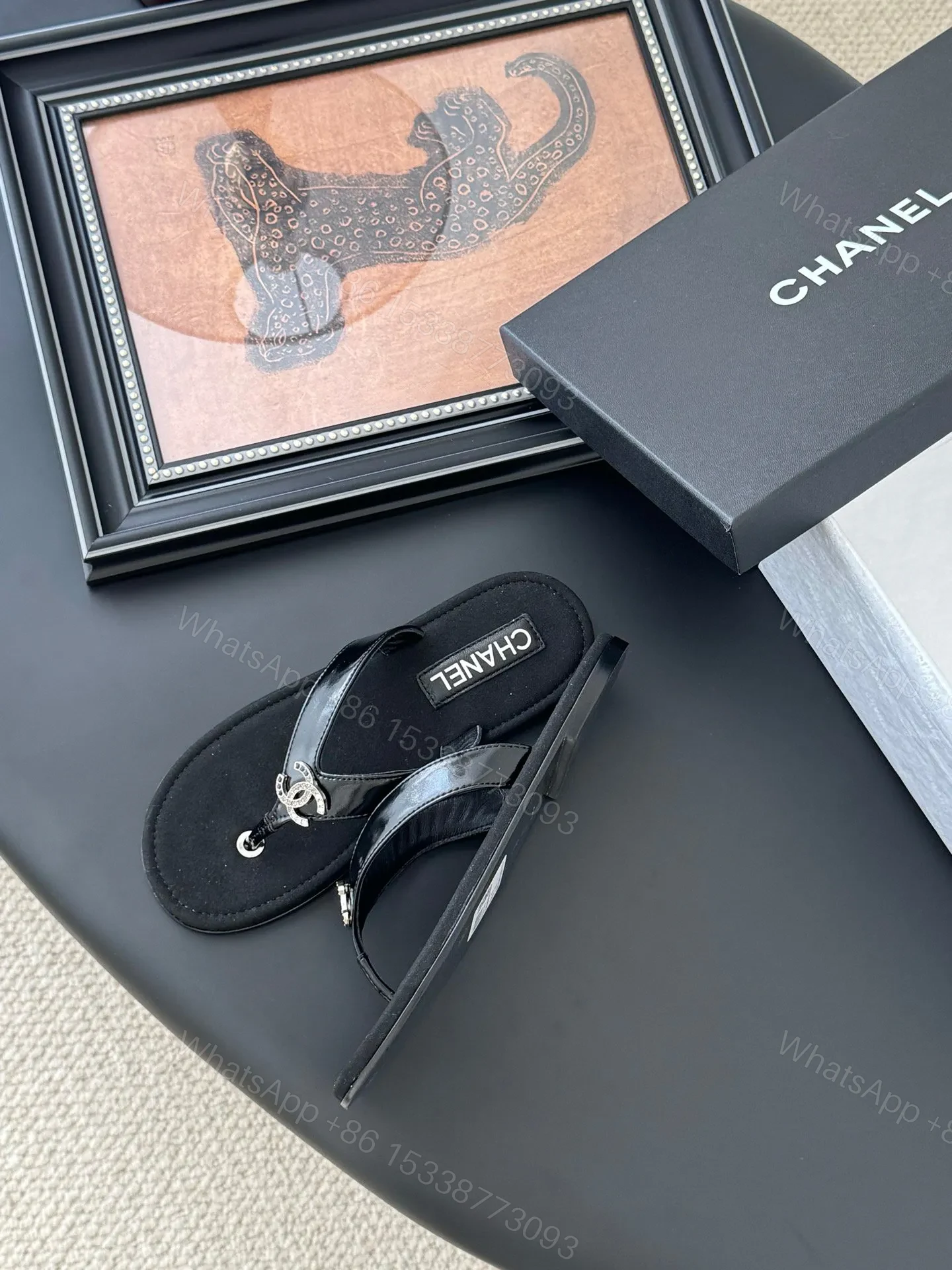 View 4 of Chanel Women Black Patent Leather Sandals
