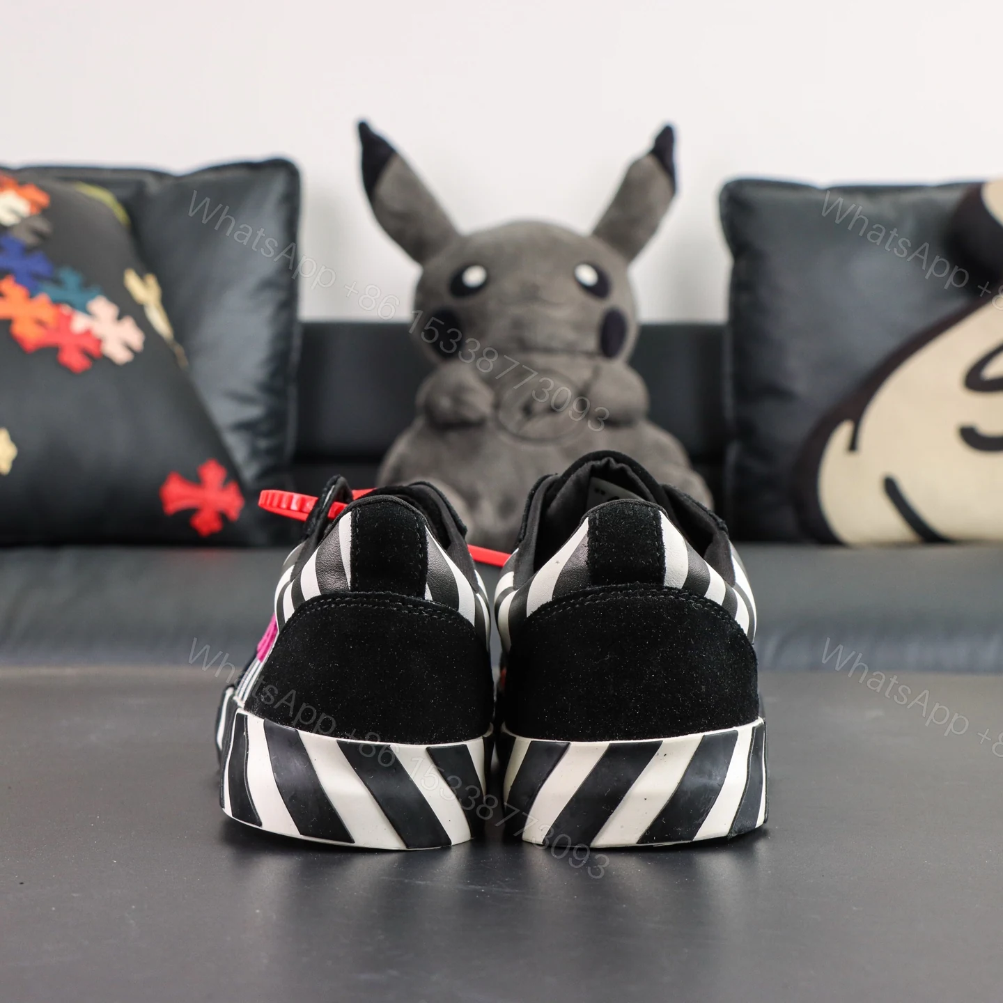 View 7 of Off White Low Vulcanised Black White Pink