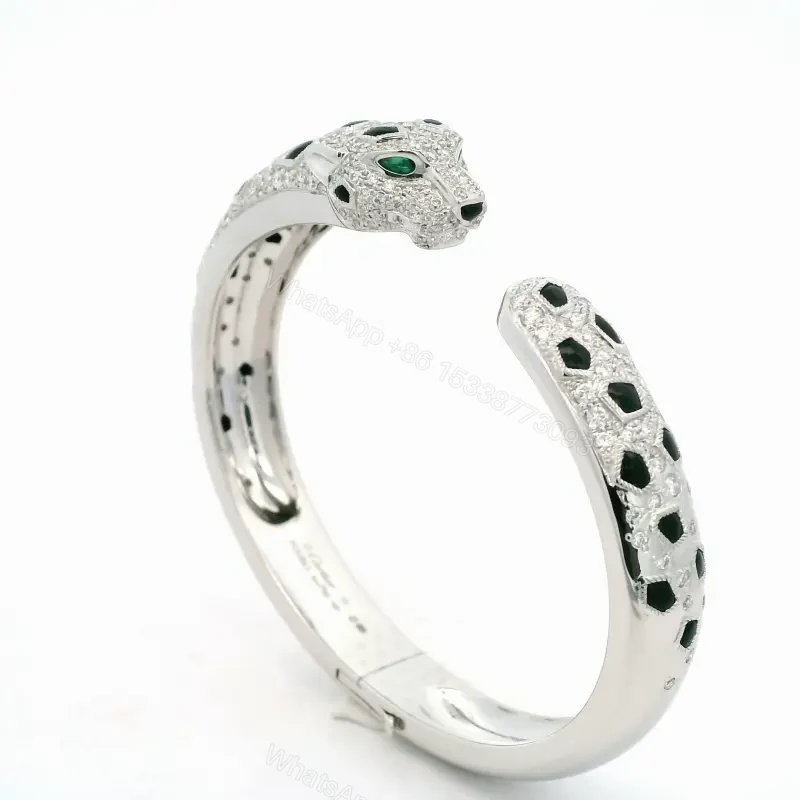 View 3 of Cartier Panthere De Cartier Medium Half-Pave Onyx Bracelet