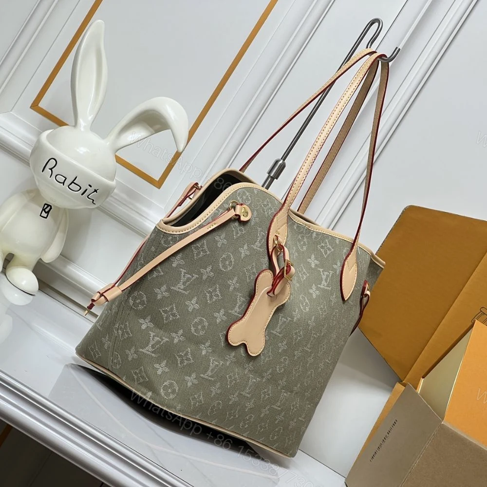 View 9 of Louis Vuitton Neverwoof MM Khaki Denim 31Cm