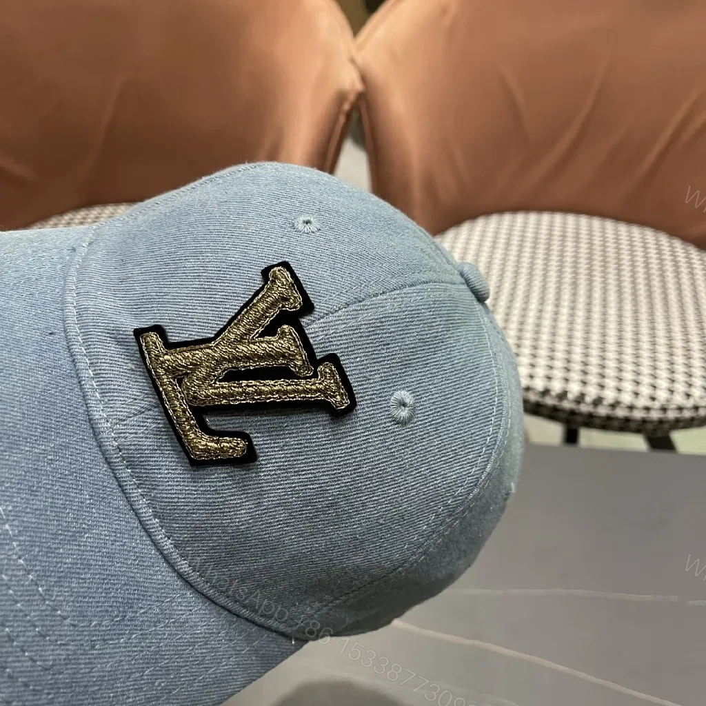 View 2 of Denim Cap with Embroidered Metallic Monogram - Everyday Luxe Cap