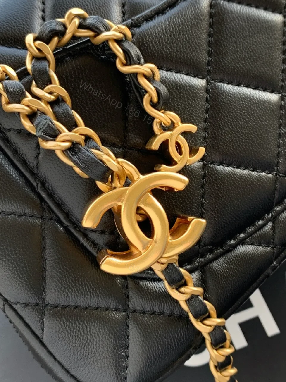 View 2 of Quilted Crossbody: Gold-Chain, Leather, Chic Minimalist Style
