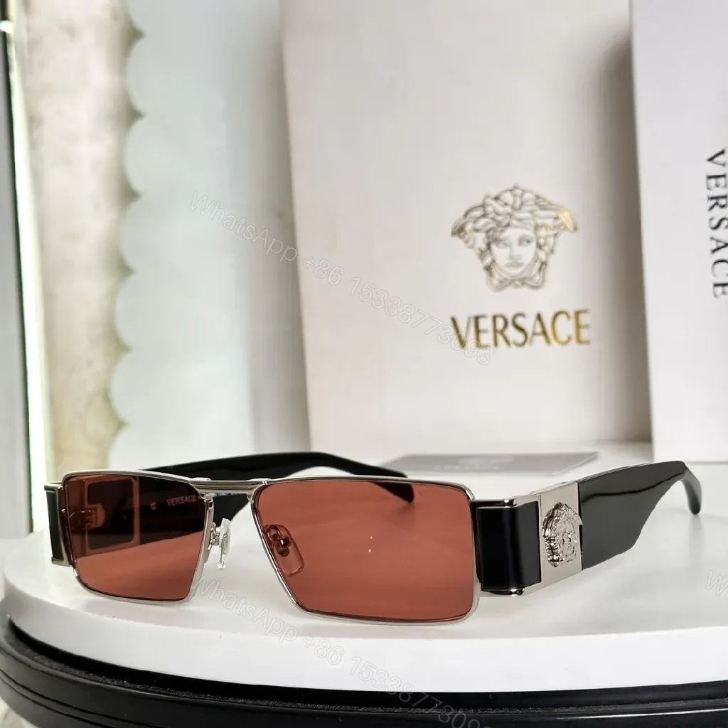 Copper-Tone Lens, Silver Frame Sunglasses: Geometric Luxe — view 1