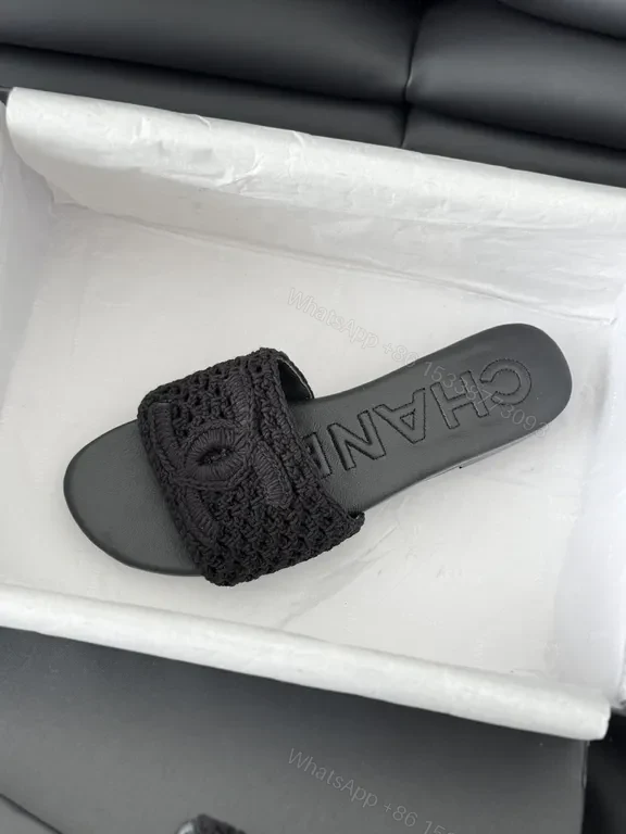 View 8 of Chanel-Inspired Knit Slides with Luxe Leather Backing