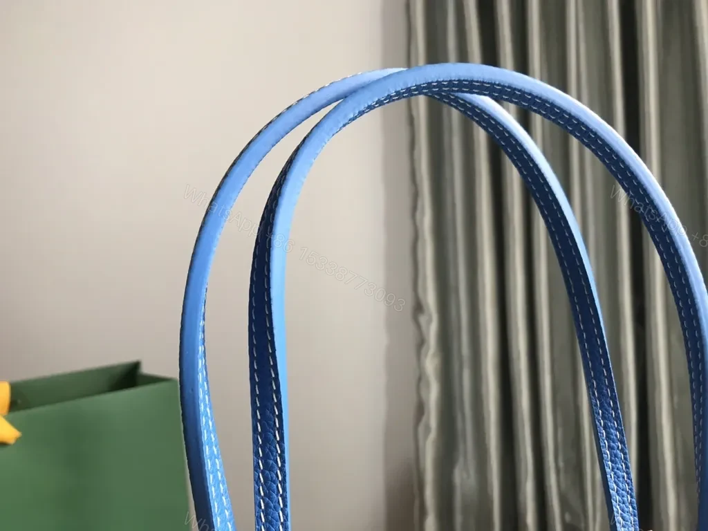 View 9 of Blue Goyard-Inspired Patterned Handbag: Luxe Everyday Tote