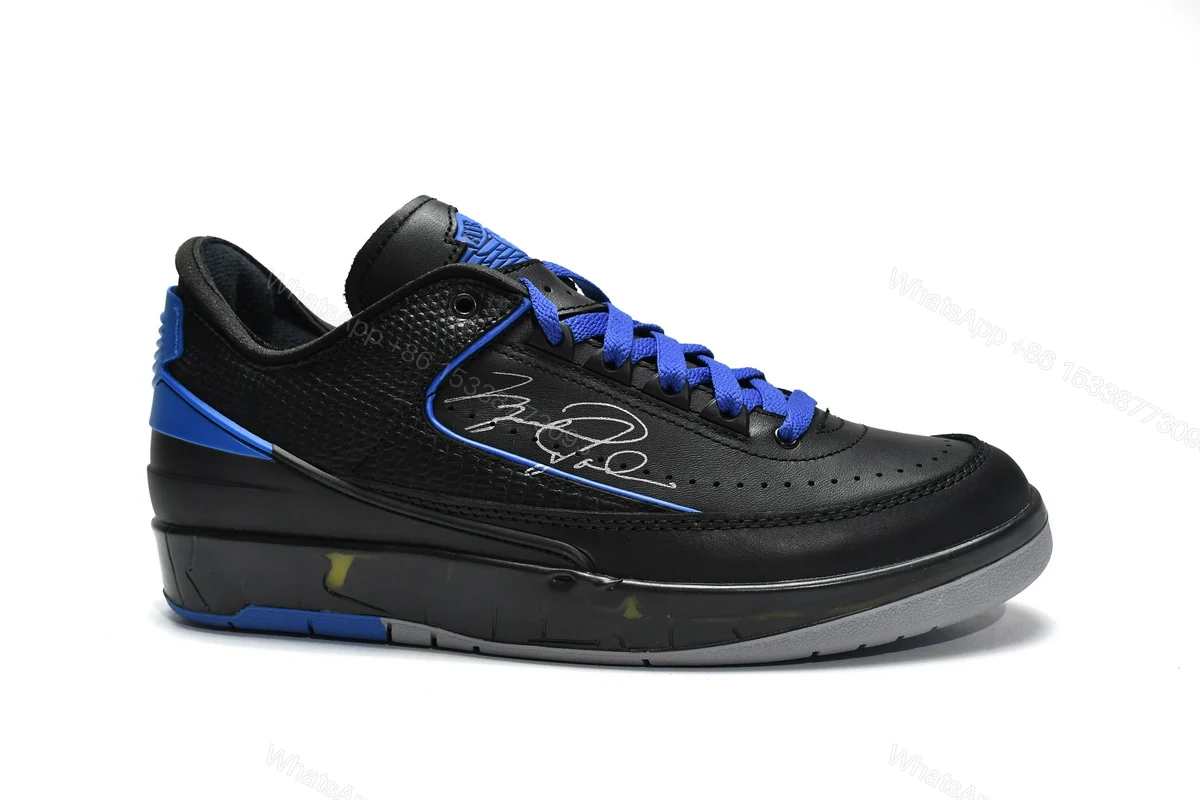View 2 of Off White x Air Jordan 2 Retro Low SP Black and Varsity Roy DJ4375-004