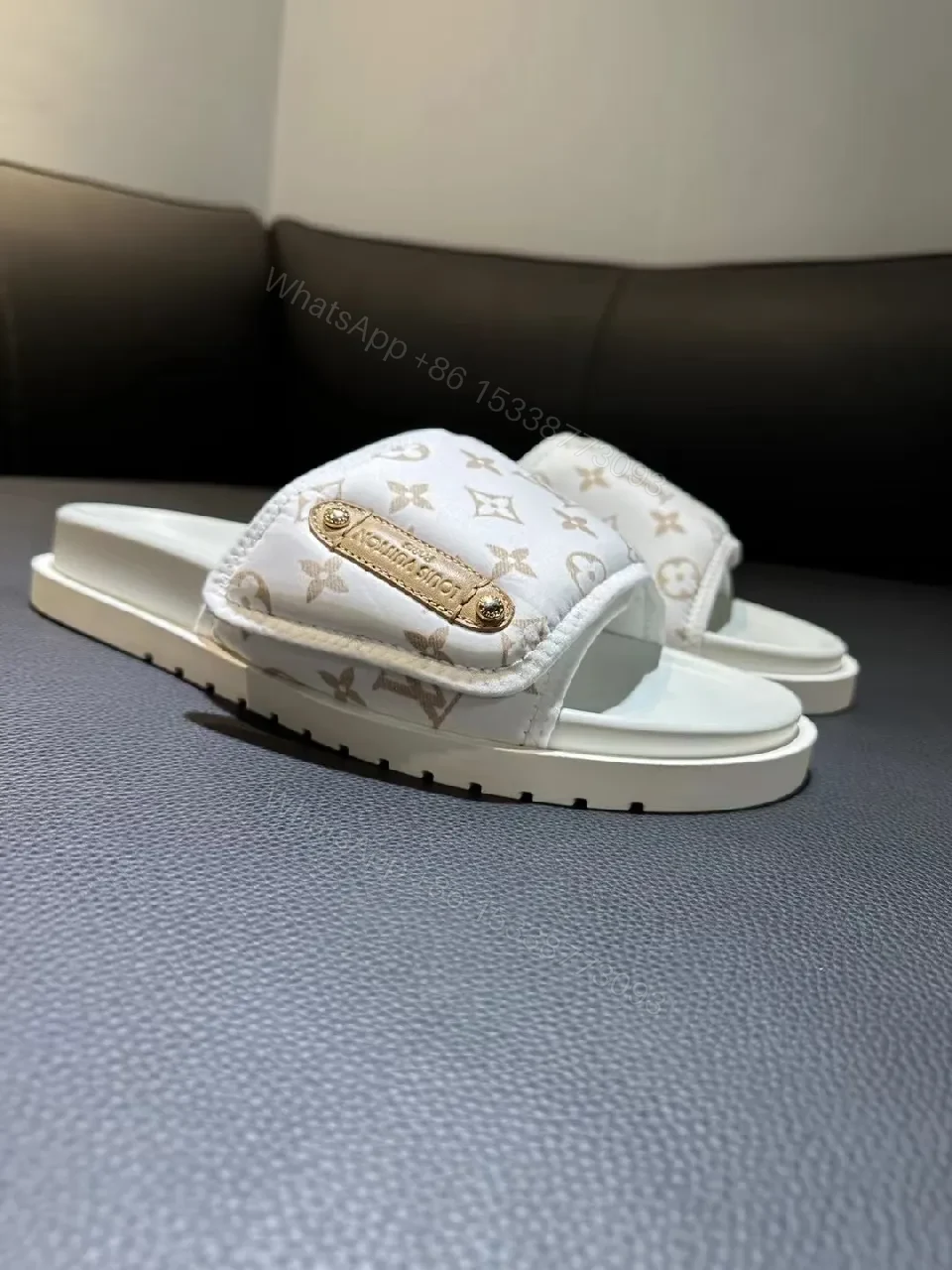 View 4 of White + Monogram + Slides + All-Day Comfort + Slide