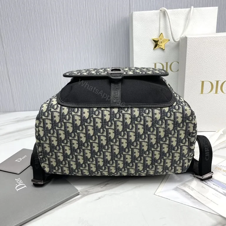 View 7 of Dark Oblique-Pattern Nylon Backpack: Luxe Everyday Utility