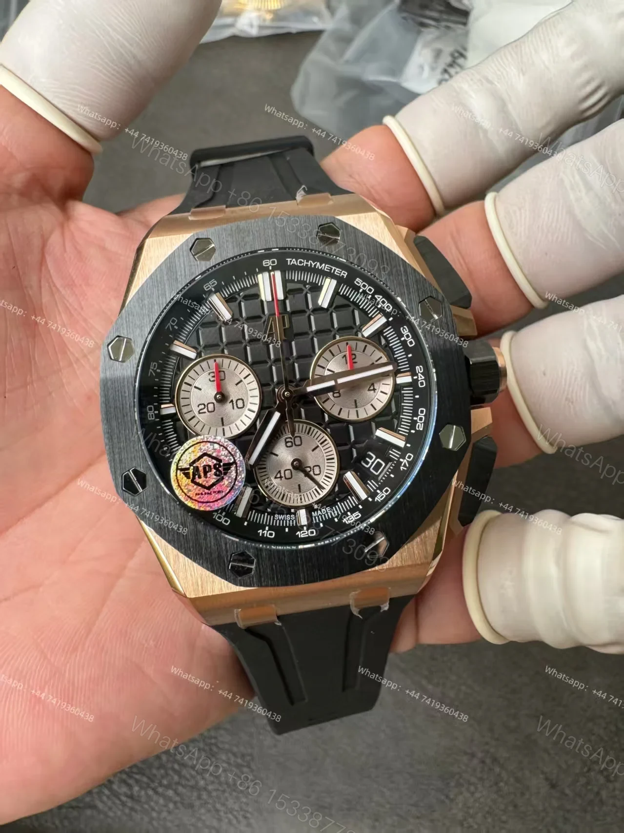 View 2 of Audemars Piguet Super Clone Royal Oak Offshore Rose Gold 26420 Black Dial Chronograph 43mm