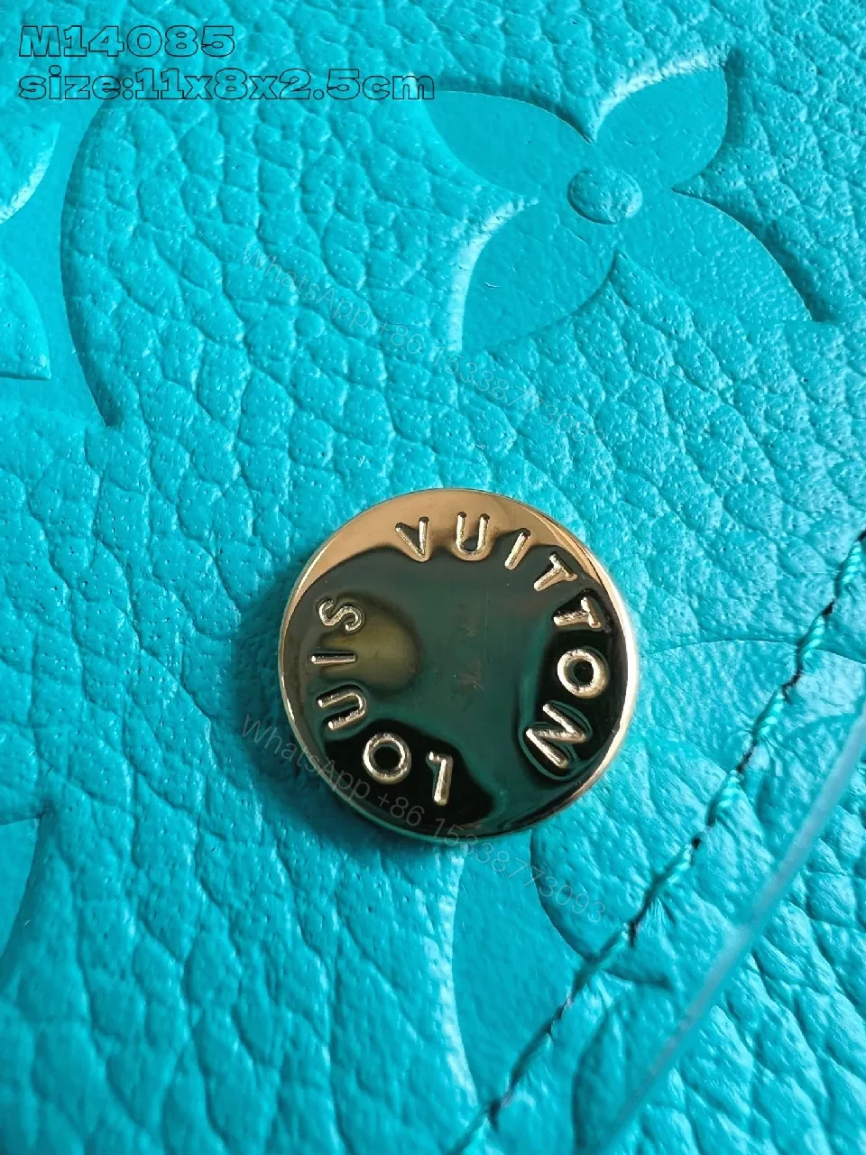 View 2 of Vibrant Turquoise Monogram Wallet — Compact Luxury Organizer