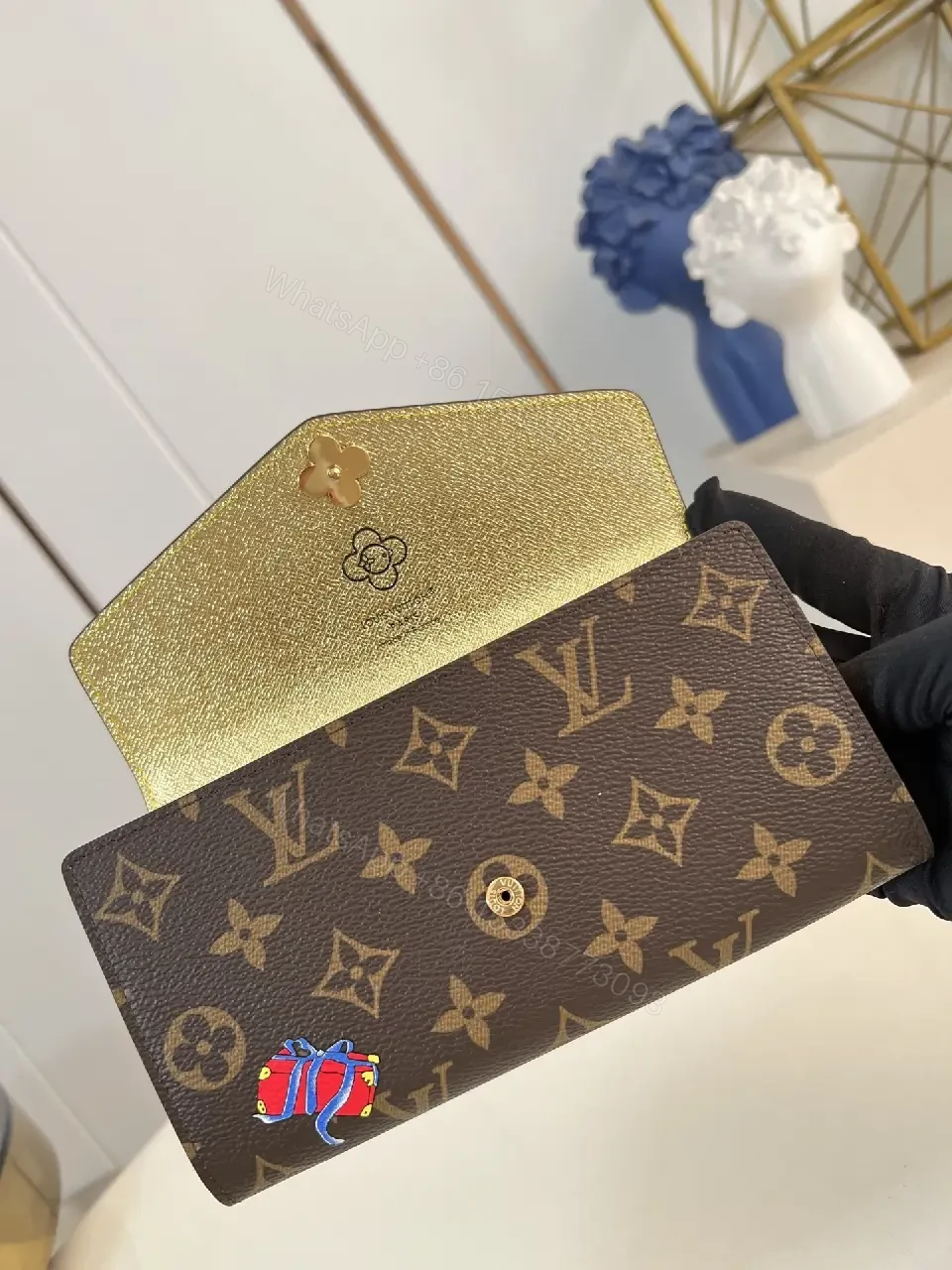 View 5 of Playful Monogram Wallet: Luxe Canvas, Whimsical Patches, Gold-Accent