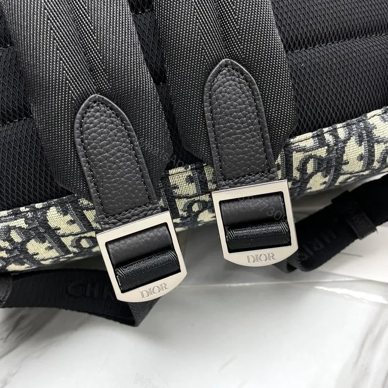 View 9 of Dark Oblique-Pattern Nylon Backpack: Luxe Everyday Utility