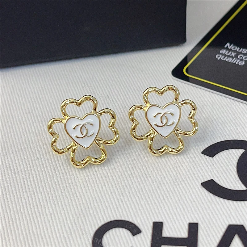 View 2 of Chanel Stud Earrings In Gold Metal