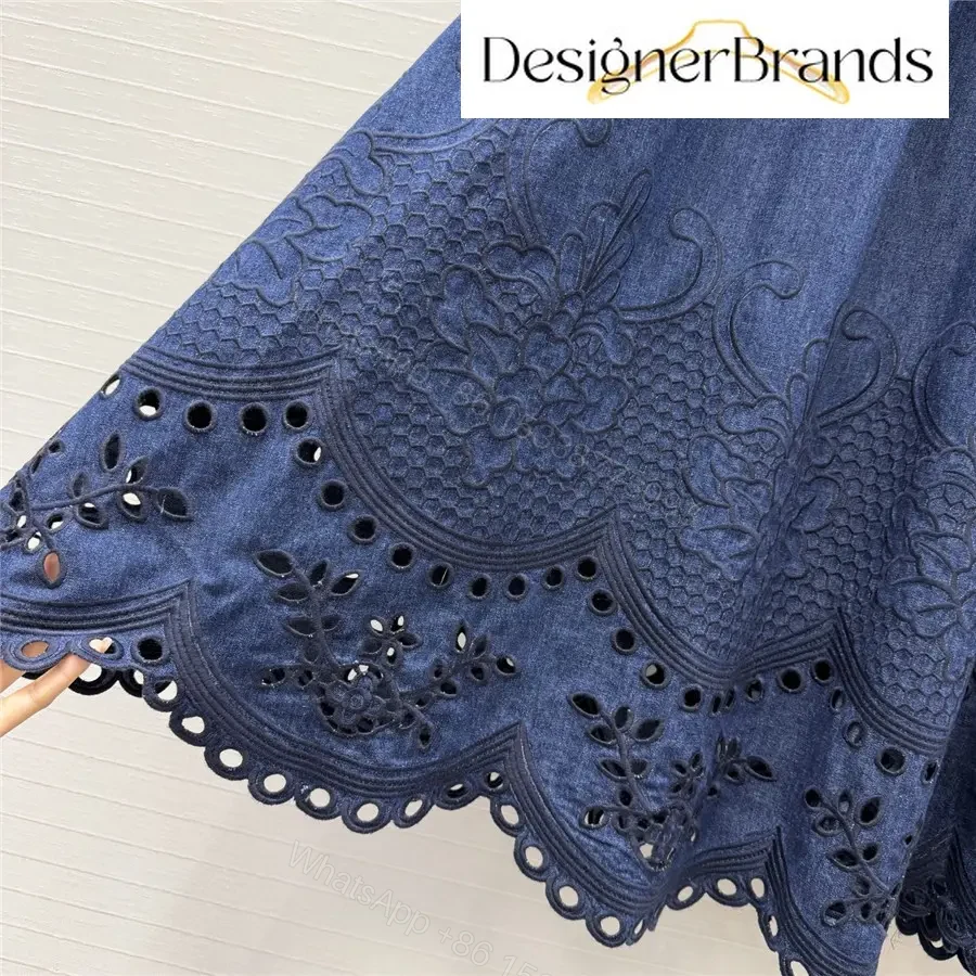 View 5 of Zimmermann Mahon Broderie Anglaise Denim Midi Dress
