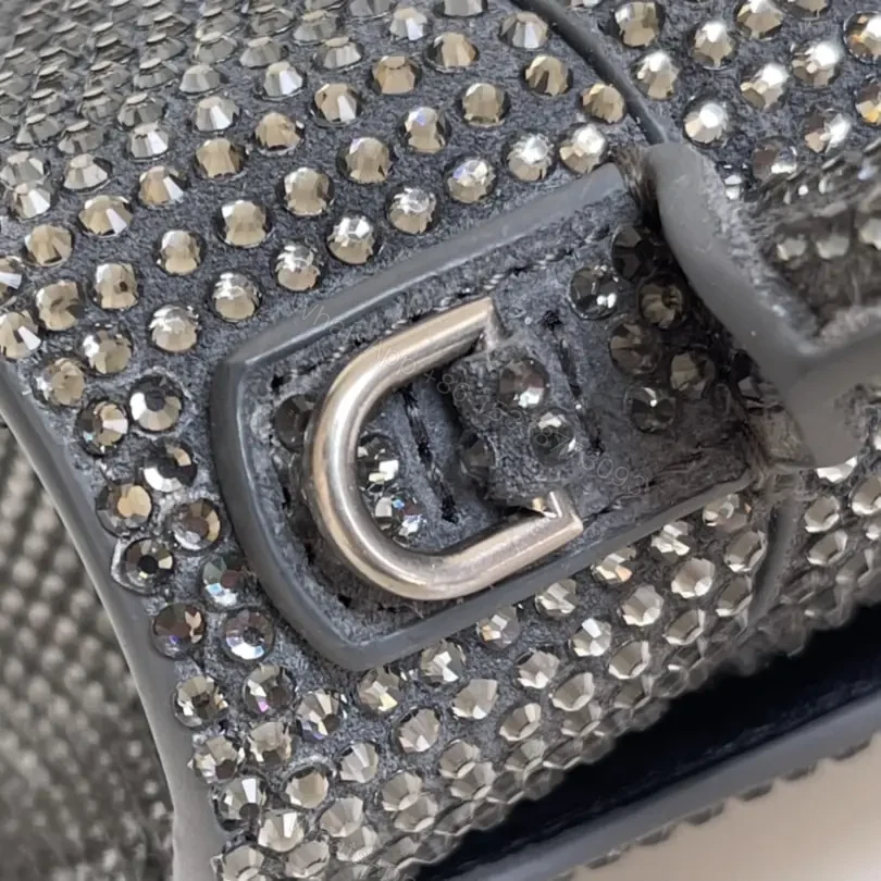 View 15 of 高仿Balenciaga*Hourglass系列沙漏包滿鑽灰色XS