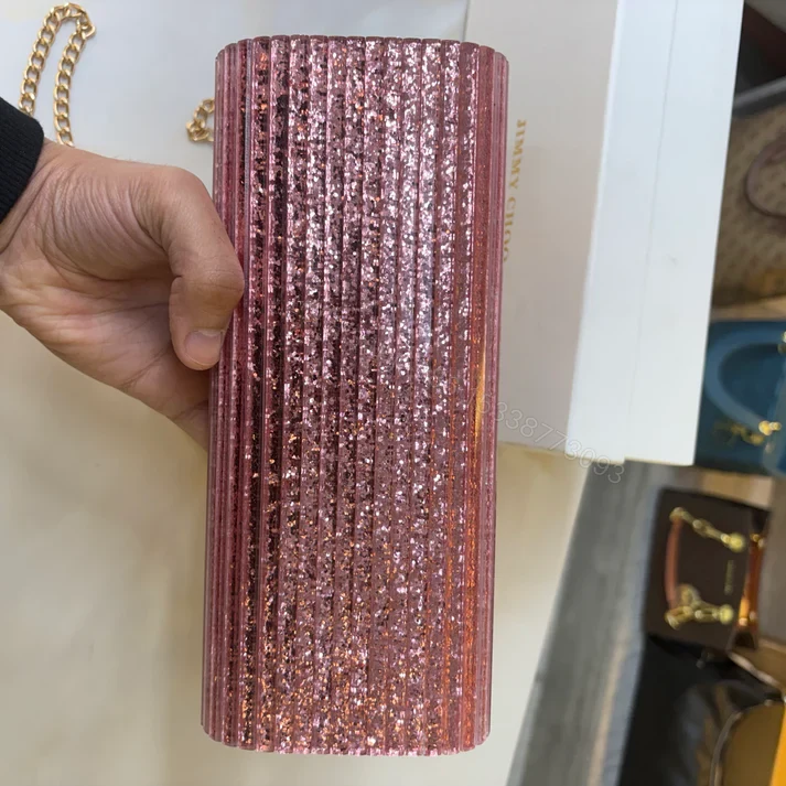 View 2 of FIRST COPY JIMMY CHOO ROSE GLITTER WEATIE CLUTCH HANDBAG