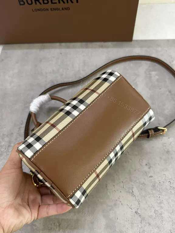 View 2 of Plaid Luxe Crossbody: Burberry-Inspired Leather Trim Bag
