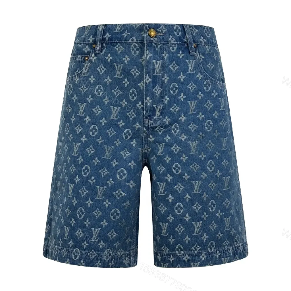 View 5 of Denim Monogram Bermuda Shorts – Signature LV Print, Elevated Comfort
