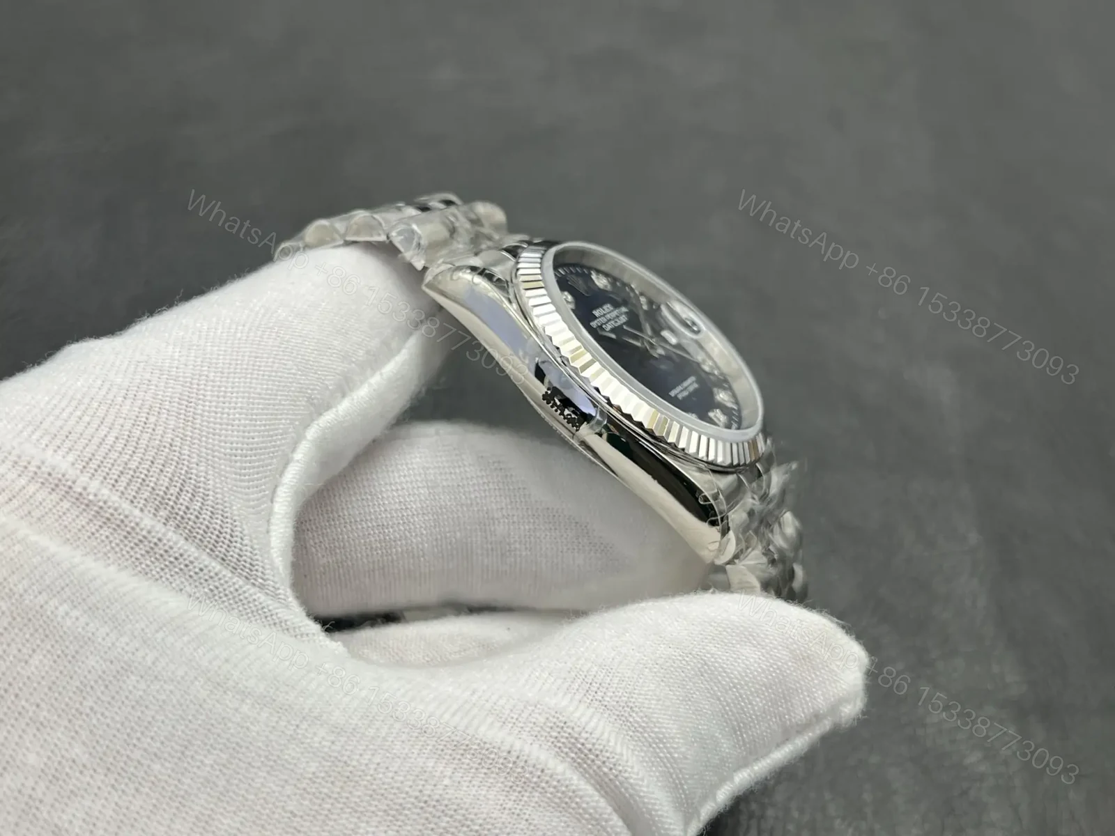 View 5 of Rolex Datejust 36 Stainless Steel Fluted Jubilee Black Dial 116234-0079