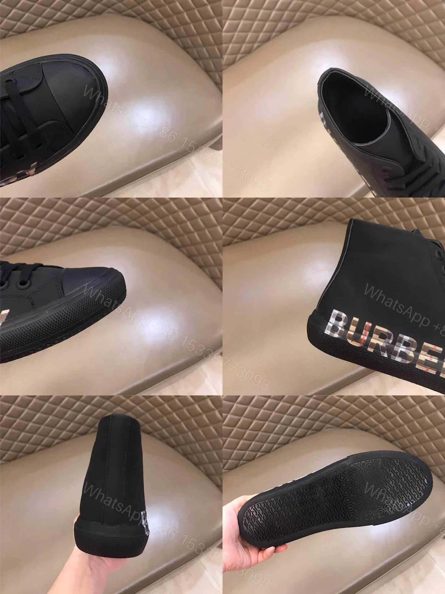 View 10 of BURBERRY LOGO PRINT GABARDINE HIGH-TOP SNEAKERS – BBR82