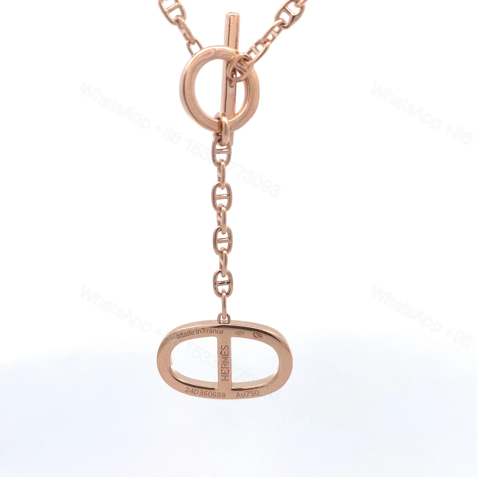 View 6 of Hermès Chaine D’ancre Contour Diamond Pendant, Large Model