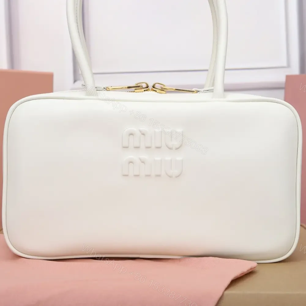 View 5 of 高仿miumiu*5BB172壓紋LOGO手提包小牛皮白色免檢版