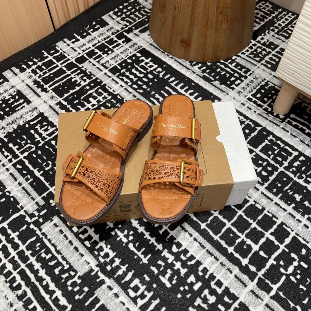 View 6 of 高仿Dior*D-Avenue系列KCO197圓頭塔扣一字拖鞋棕色免檢版
