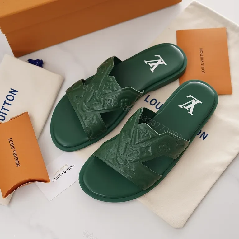 View 8 of Emerald Luxe Embossed Slides â€“ Urban Comfort Footwear
