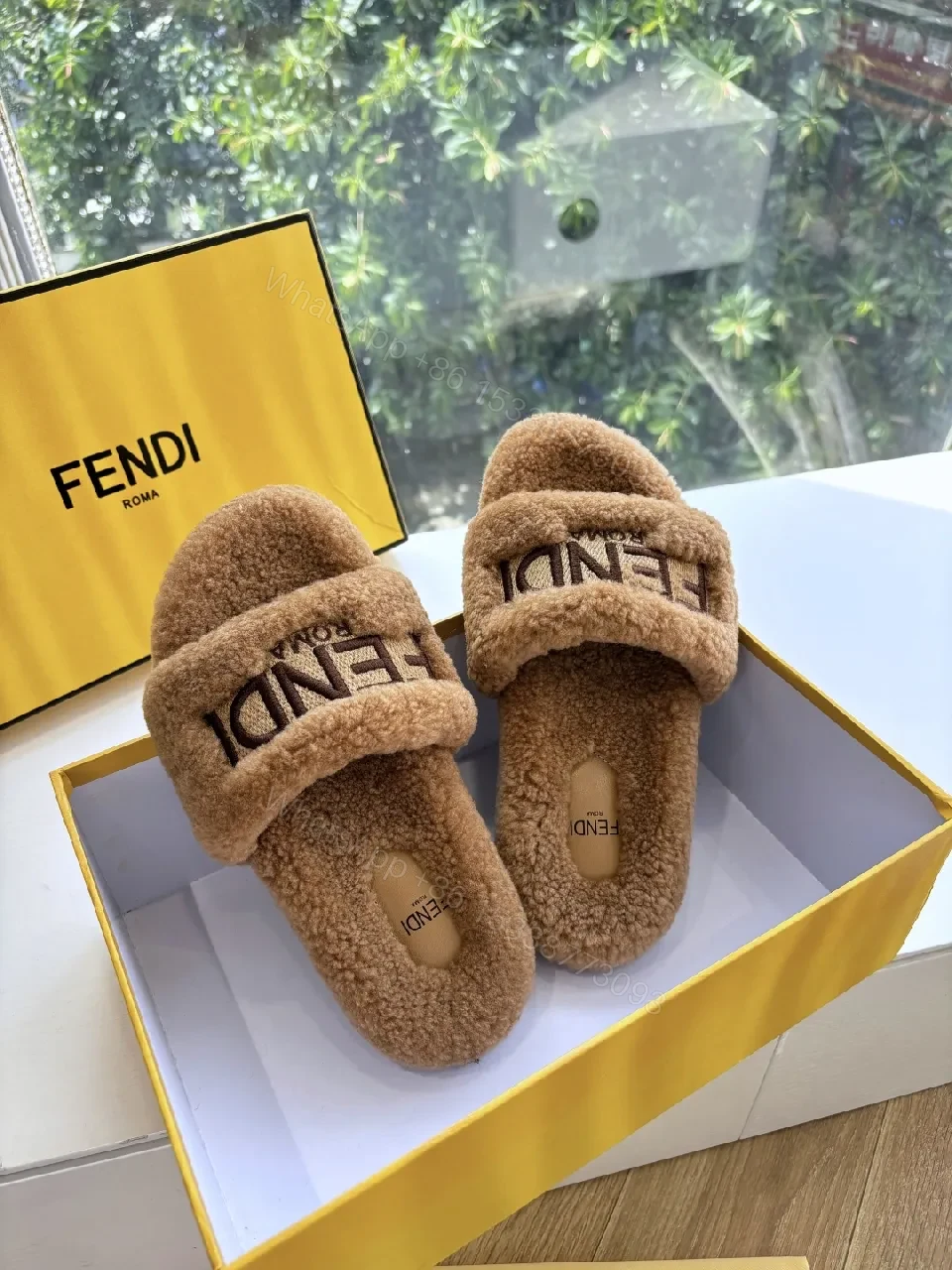 View 2 of Cozy Teddy Slide, Open-Toe, Cushioned Footbed