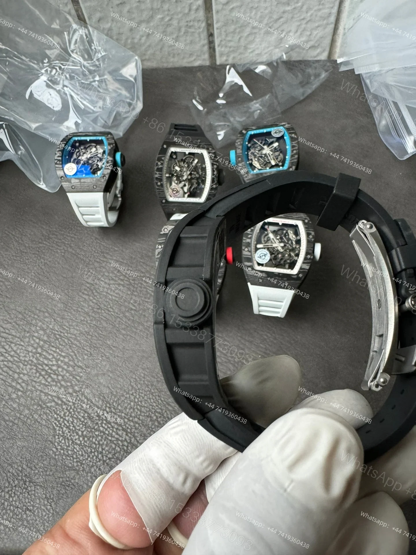 View 11 of Super Clone Richard Mille RM 055 Carbon TPT Rose Gold Skeleton 1:1 Replica Watch