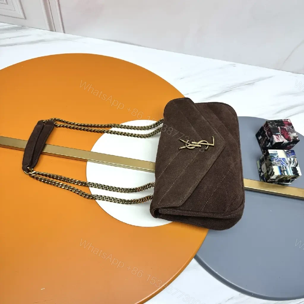 View 4 of Compact Suede Shoulder Bag with Gold Emblem - Textured Chic Everyday Luxury