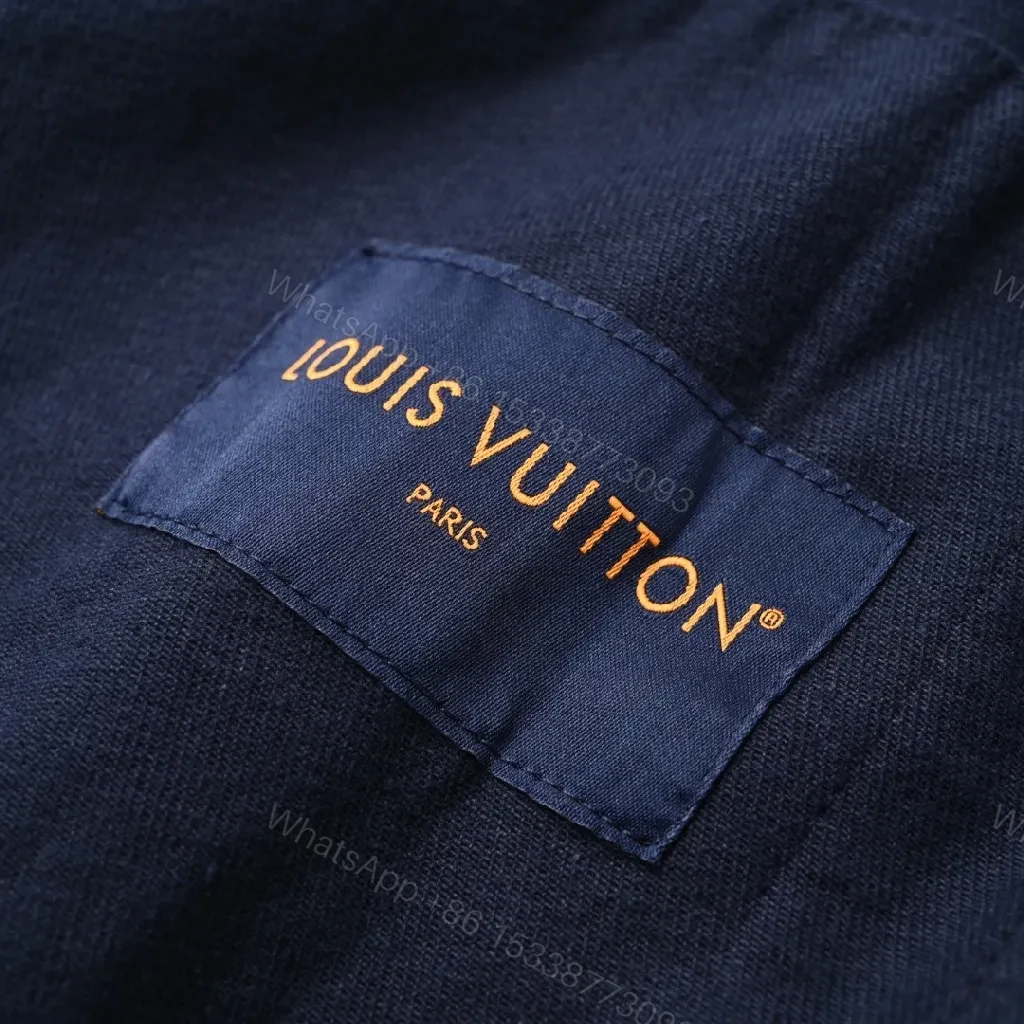 View 7 of Dark Denim Jacket with LV-Inspired Embroidered Pocket