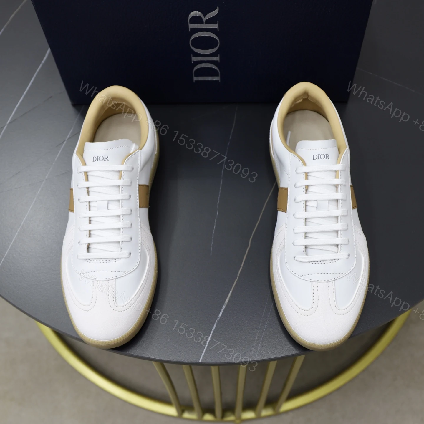 Dior 原單男士白棕拼接休閒鞋 復古德訓款 設計師推薦潮鞋 — view 1