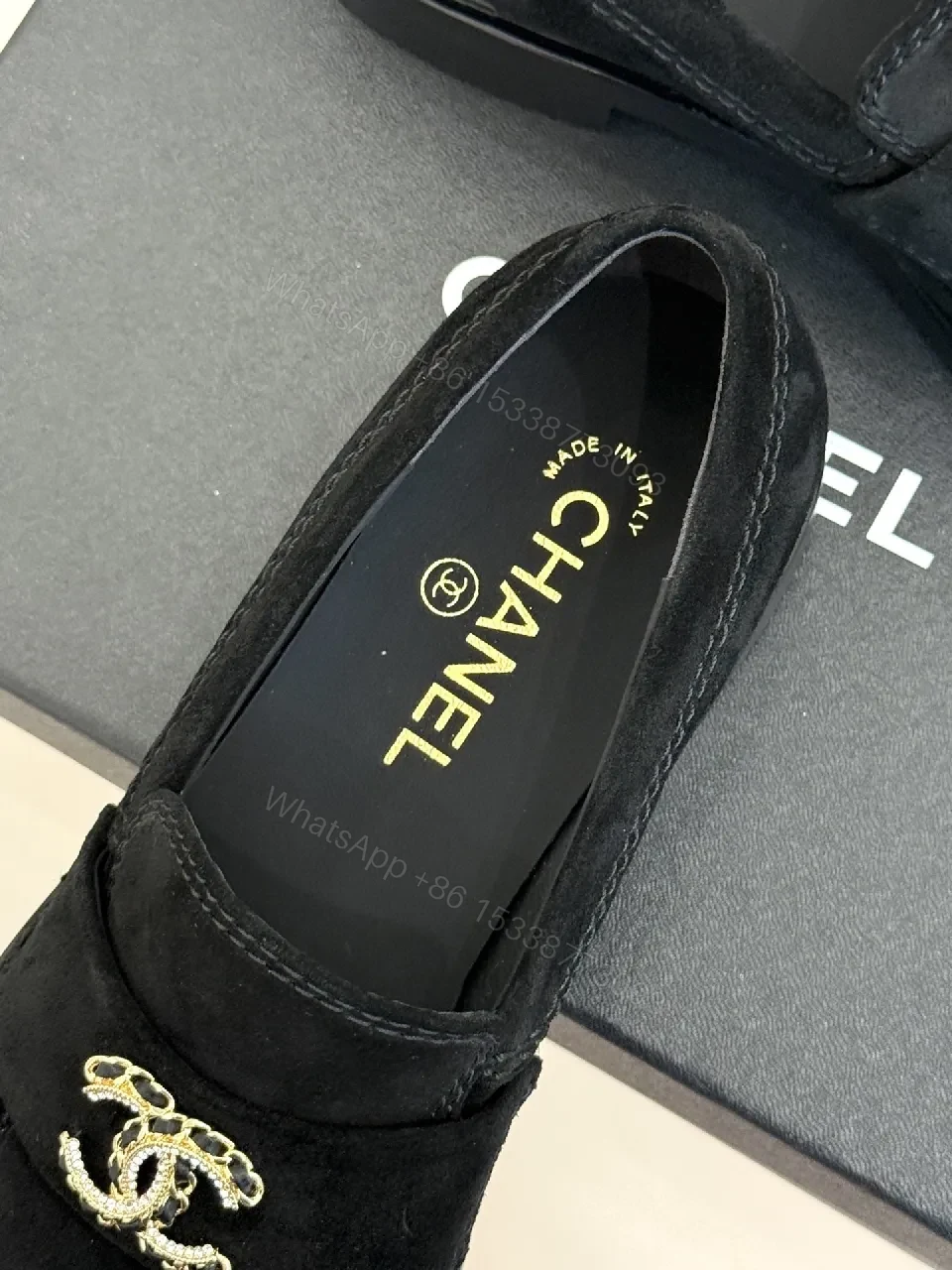 View 3 of Lux Suede Loafers with Gold Emblem – Subtle Luxury