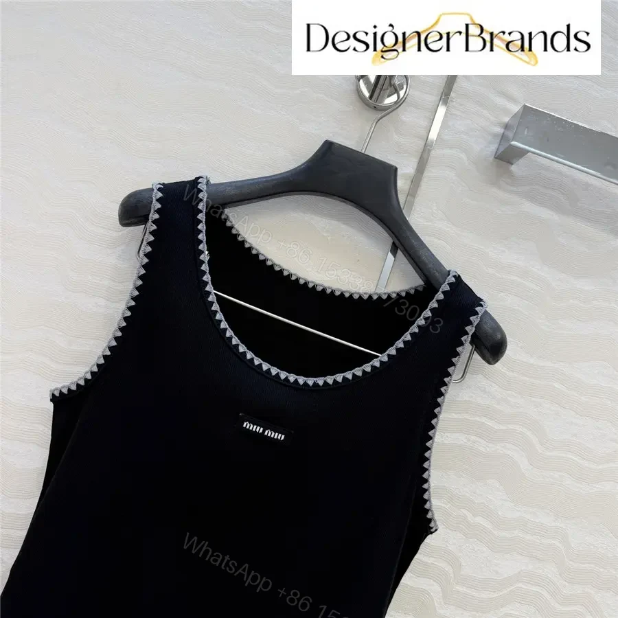View 2 of Miu Miu Black Ribbed Sleeveless Tank Top