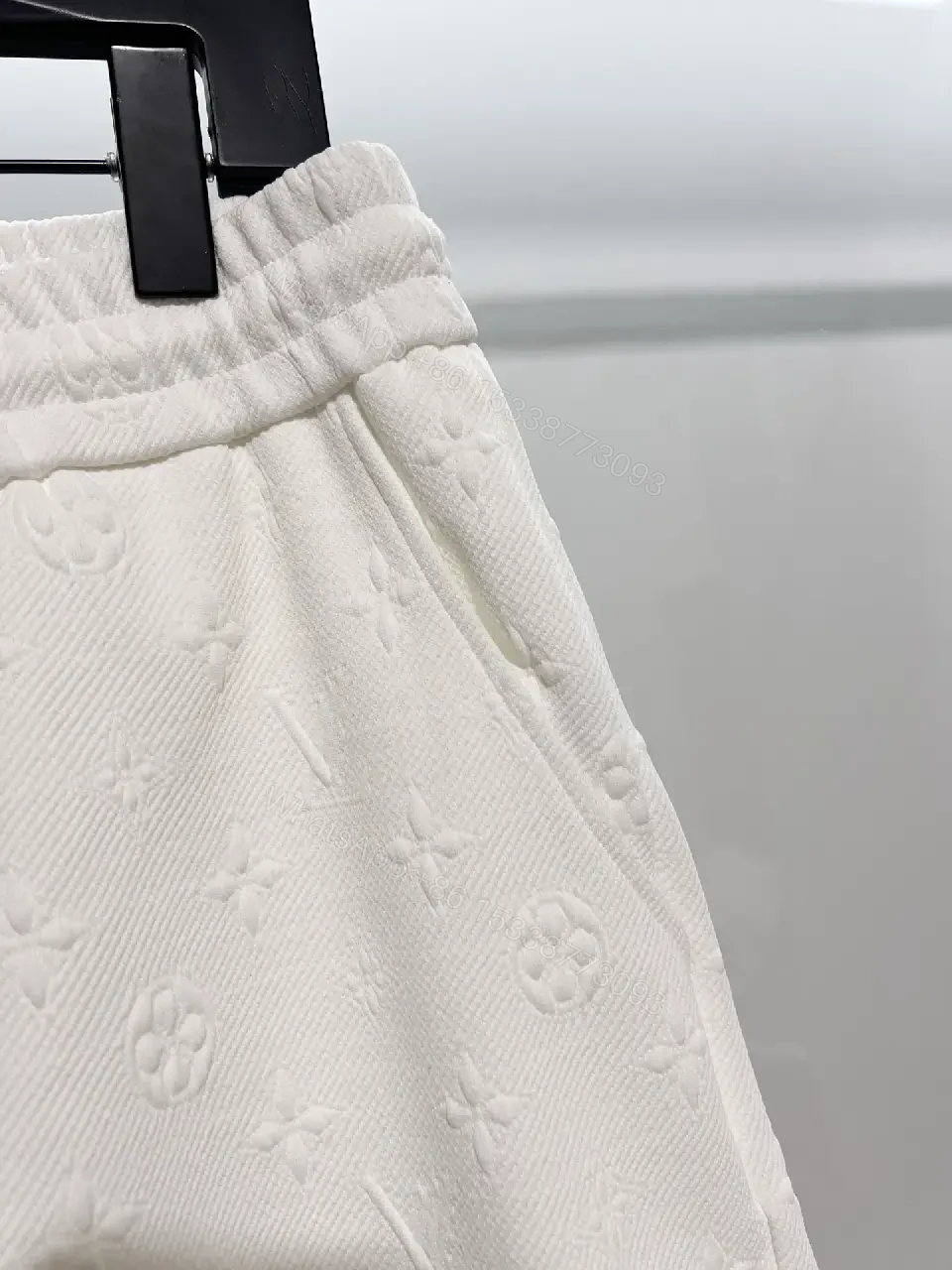 View 2 of White Patterned Swim Shorts — Lightweight, Mid-Thigh Comfort