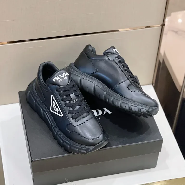 View 6 of Prada Milano Black Leather Sneaker: All-Day Comfort