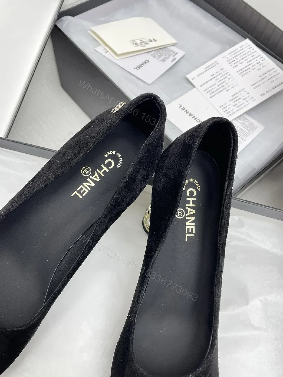 View 7 of Black Velvet Pumps + Velvet + Classic + Bead-embellished Heel + Pump