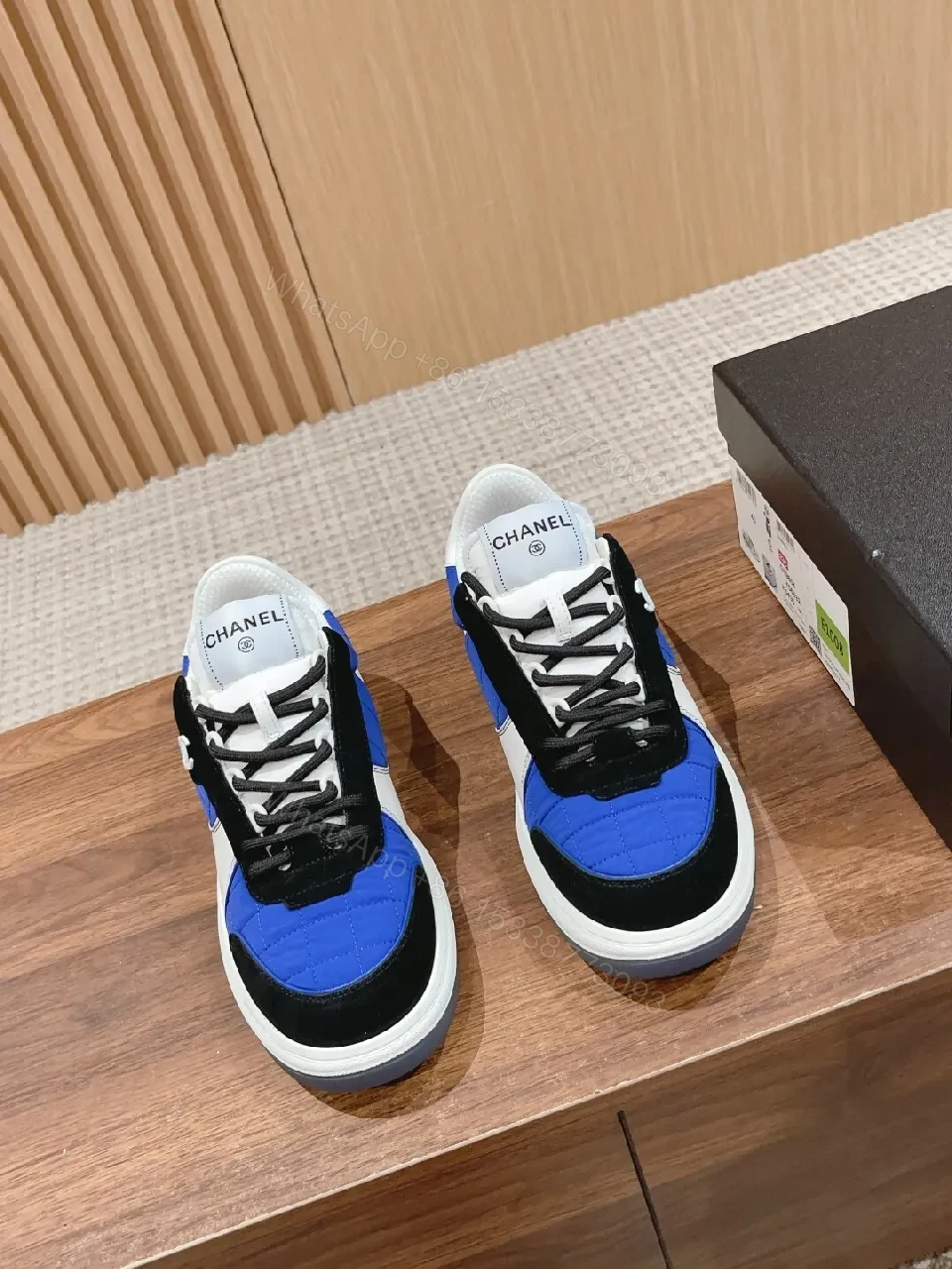 Blue-Trim Suede-Textile High-Top Sneakers: Chic Comfort, Urban Edge — view 1