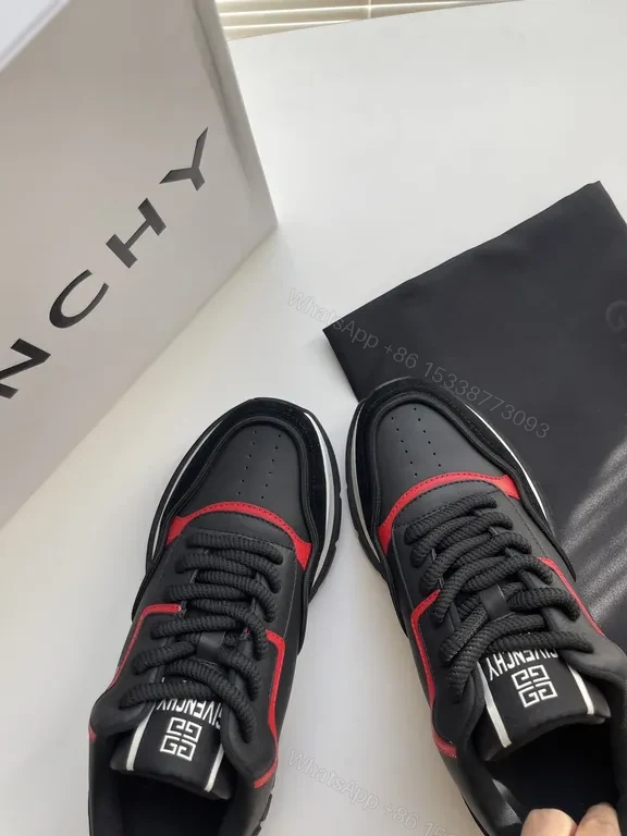 View 6 of Dynamic Runner: Black/Red Leather-Blend High-Top Sneaker