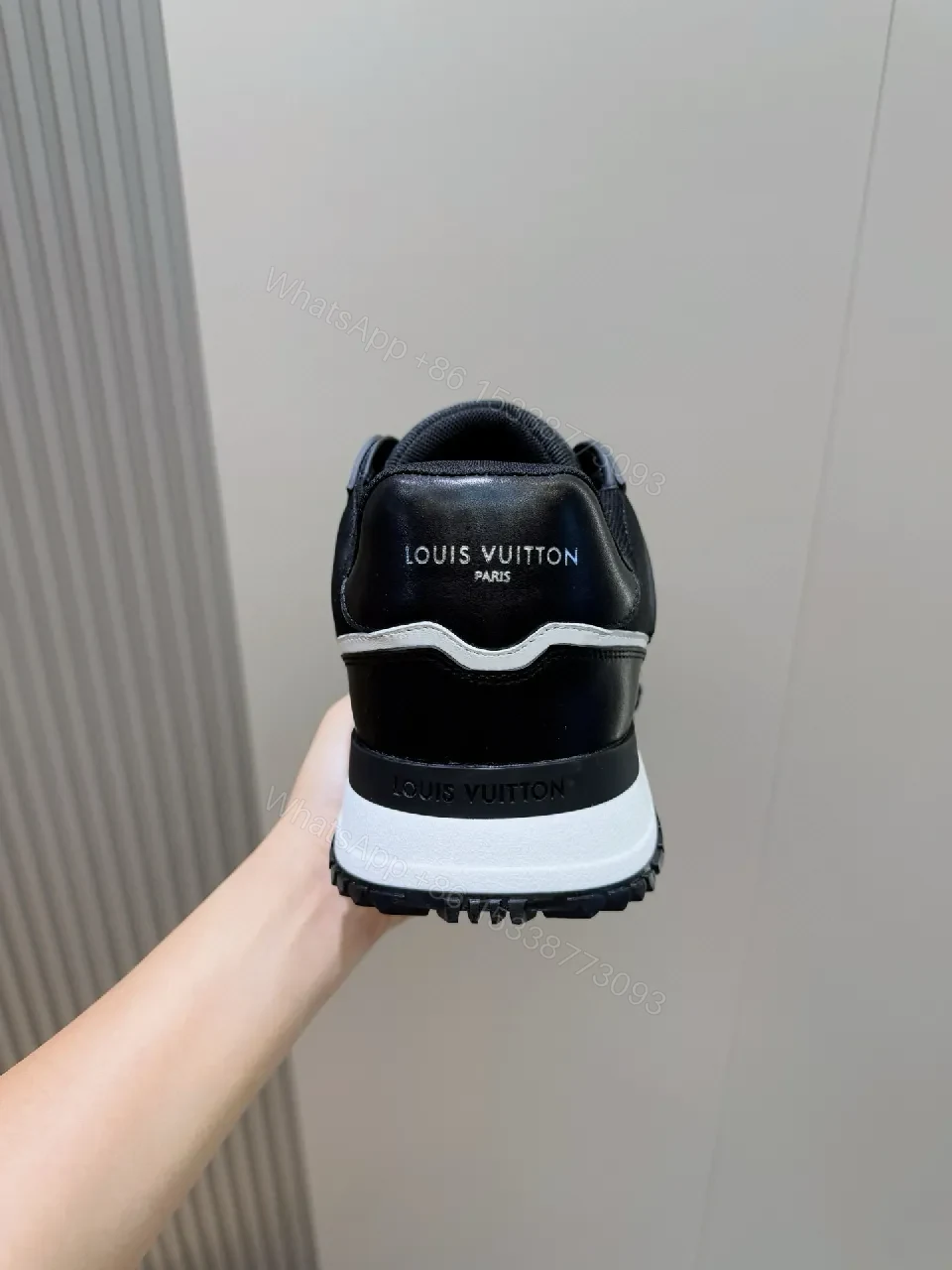View 6 of Black Leather Luxe Runner: Modern High‐Top Sneakers